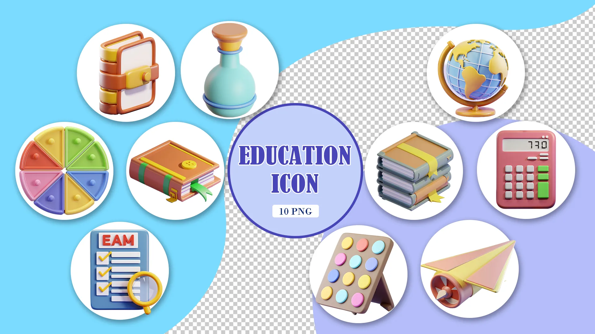Colorful Education Icons PNG Set